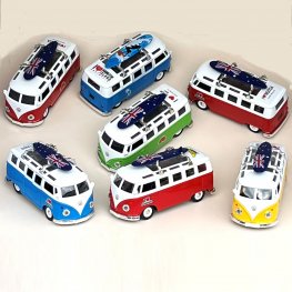 Clear Crystal Sticker Label with 6" VW Bus / Surfboard