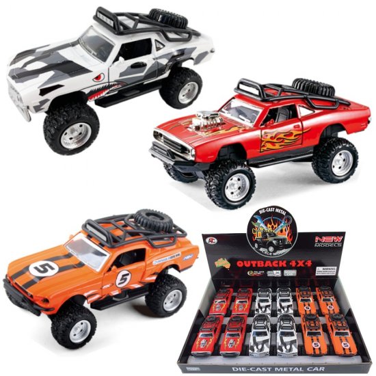 1:36 Diecast Outback 4x4 Muscle Cars 3 type assorted (Ford, Dodge, Chevrolet) AO628-12D