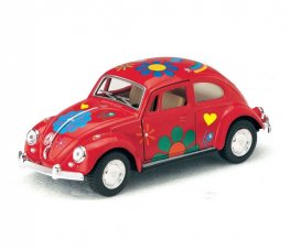 1967 Volkswagen Classical Beetle with Printing Flower 1:32 (5" Asstd Colour) KT5057DF  1967 Volkswagen Classical Beetle with Printing Flower 1:32 (5" Asstd Colour) KT5057DF