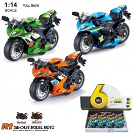 5" Diecast Model 1:14 Moto Bike A (3 Asst. Colours, Pull Back Action) MY2472D-12