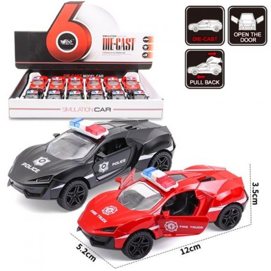 5\" Diecast Models Lykan Police Car & Fire Car MY2480D-12