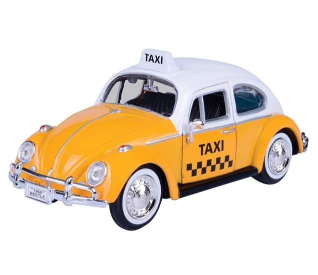 1:24 1966 Volkswagen Classic Beetle - Taxi (White with Yellow) MM79577TX