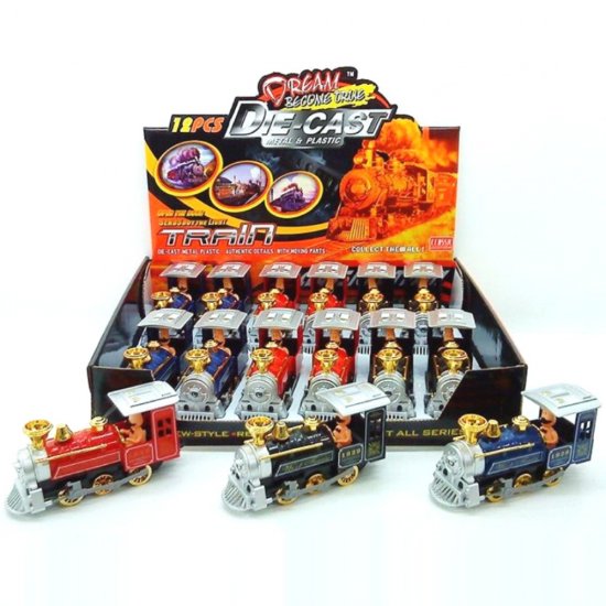 7\" Diecast Locomotive with Light & Sound, 3 Colors Mixed WGT2445-12